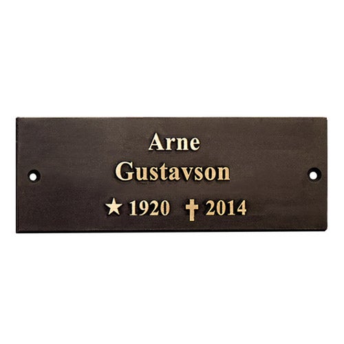 Graverad Brons Oxid Pos 190X70 mm 2 hål