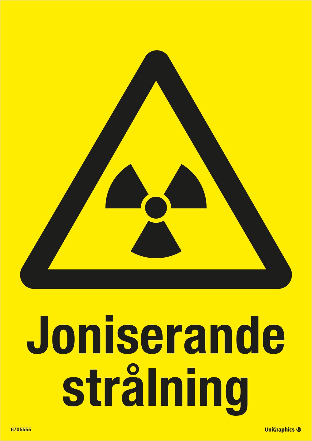 Varningsskylt Joniserande strålning 210x297 mm – Plast