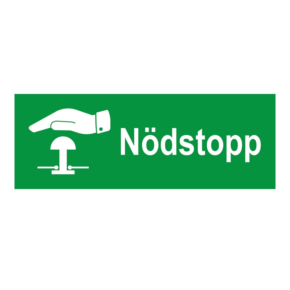 Nödskylt Nödstopp 210x74 mm – Aluminium