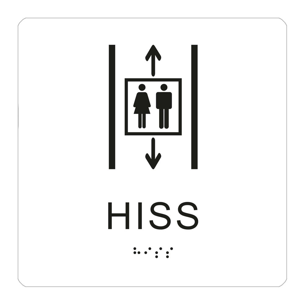 Tillgänglighetsskylt Hiss 150x150 mm – Taktil / Plast