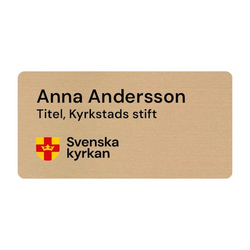 Namnbricka plast, 60x30 mm, guldfärgad, 4-färgs