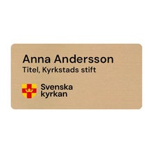 Namnbricka plast, 60x30 mm, guldfärgad, 4-färgs