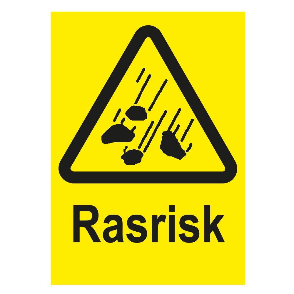 Varningsskylt Rasrisk 210x297 mm – Plast