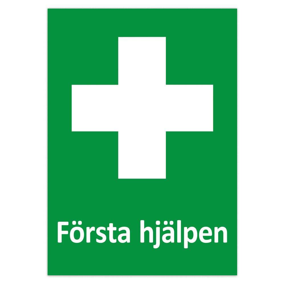Nödskylt Första hjälpen - dubbelsidig 210x297 mm – Plast