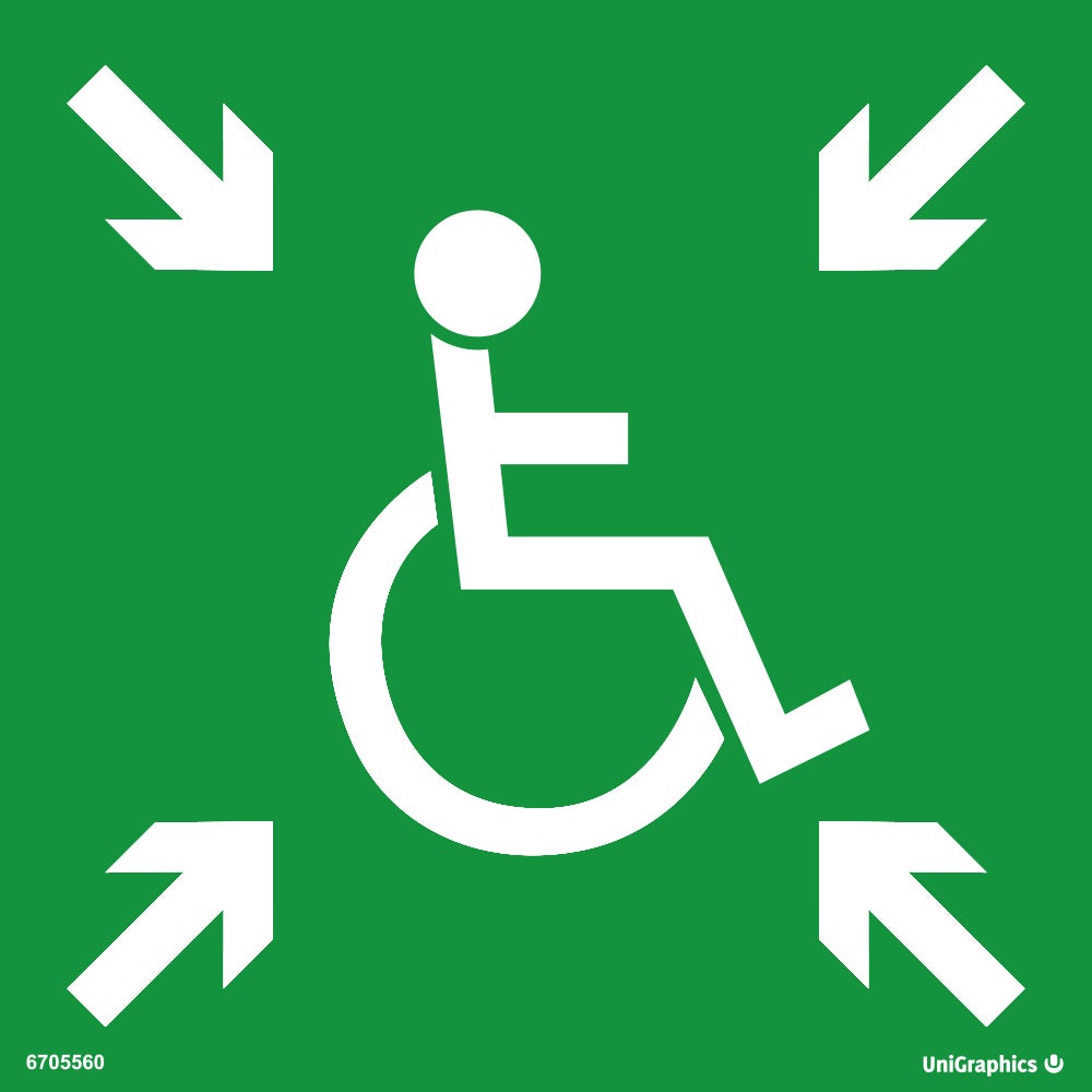 Skylt Tillf. utrymn.plats 200x200 mm – Plast