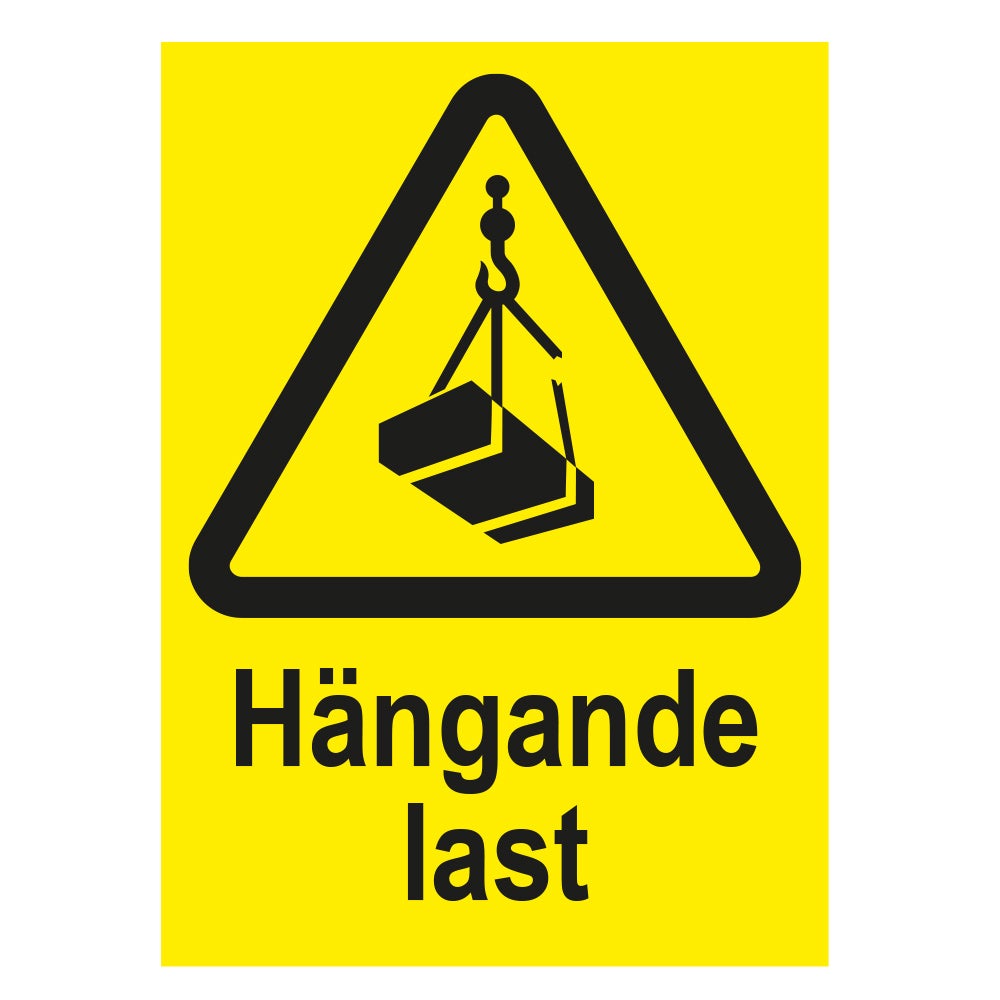 Varningsskylt Hängande last 210x297 mm – Plast