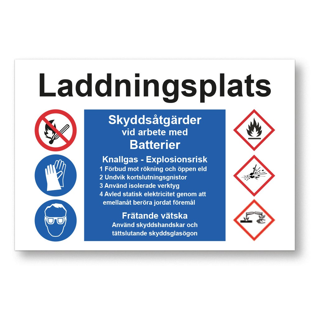 Påbudsskylt Kombination Laddplats 400x275 mm – Plast