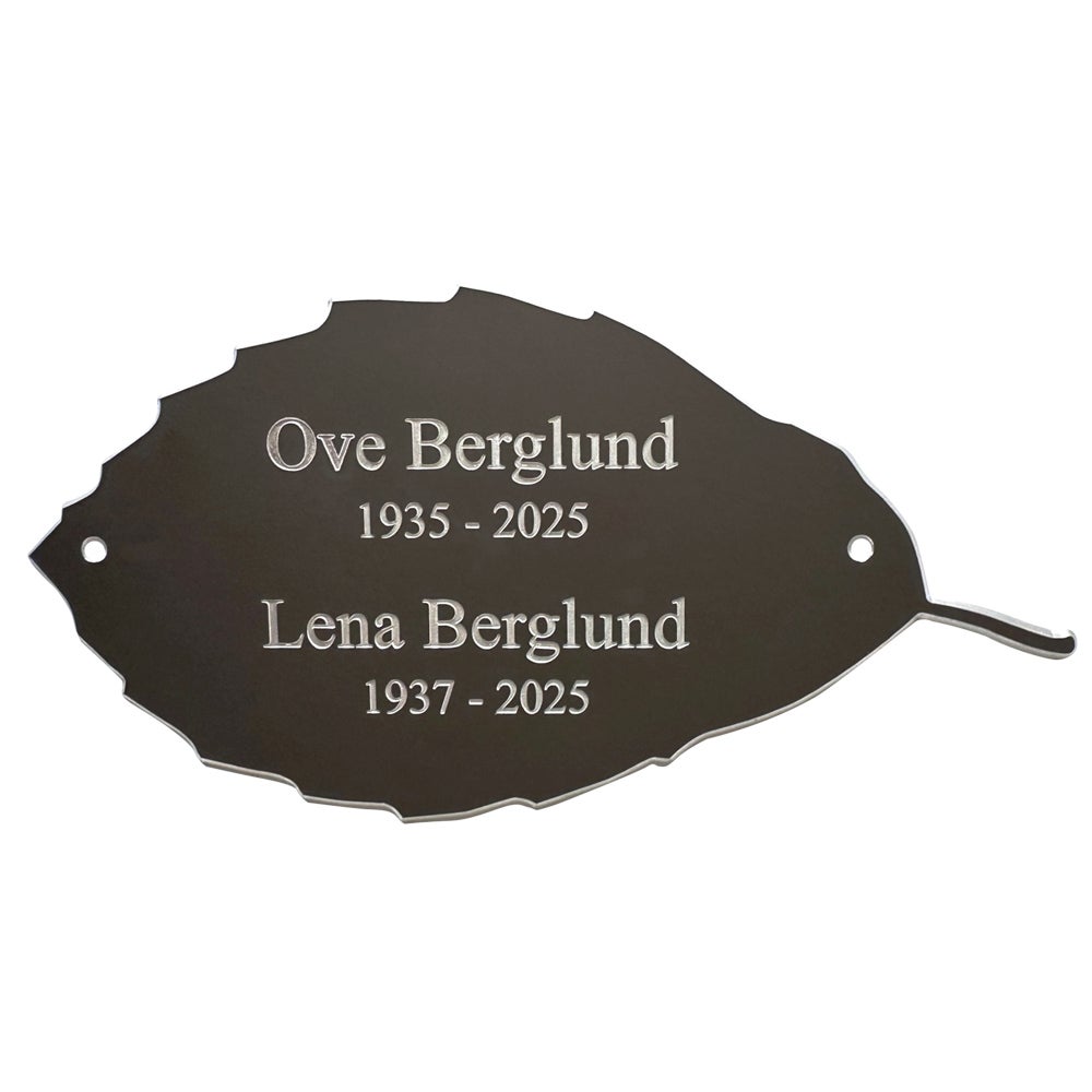 Skylt 170x100 mm – Graverad, Löv