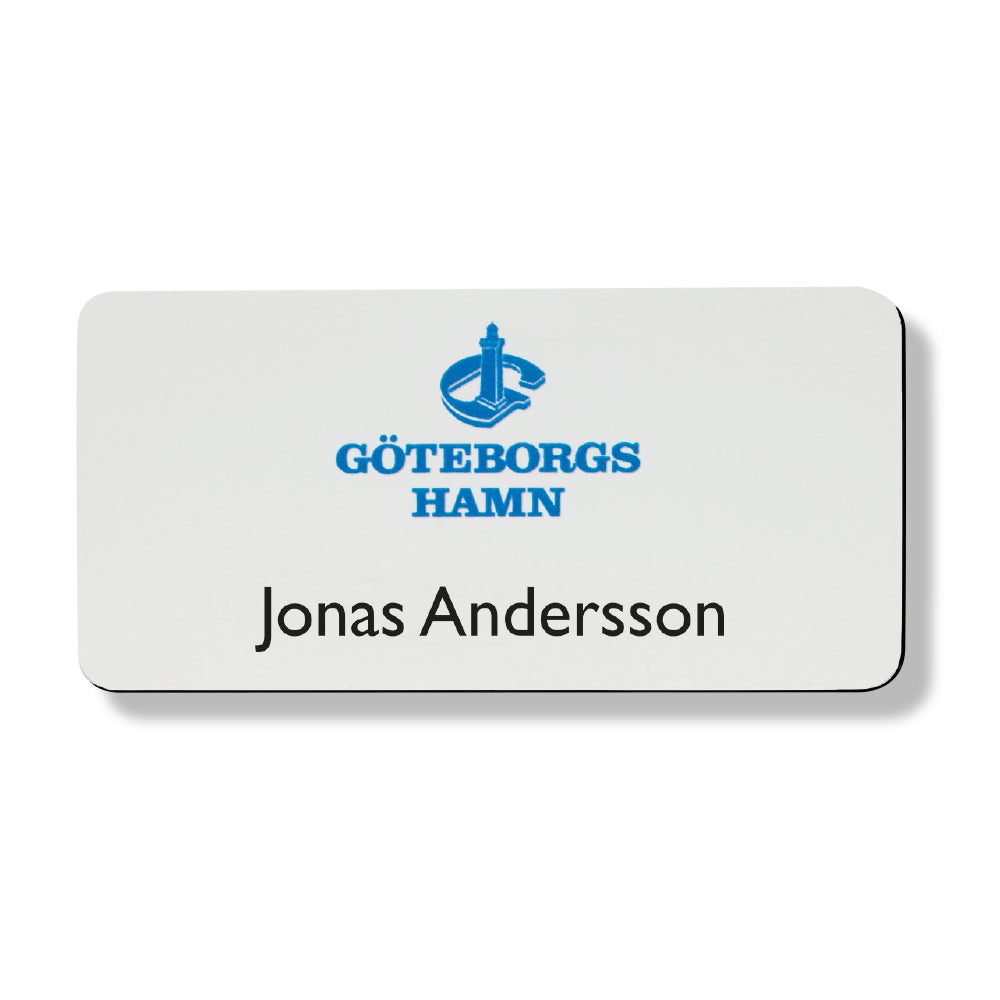 Namnbricka, 100% återvunnern plast 60x30 0m, vit 4-färg