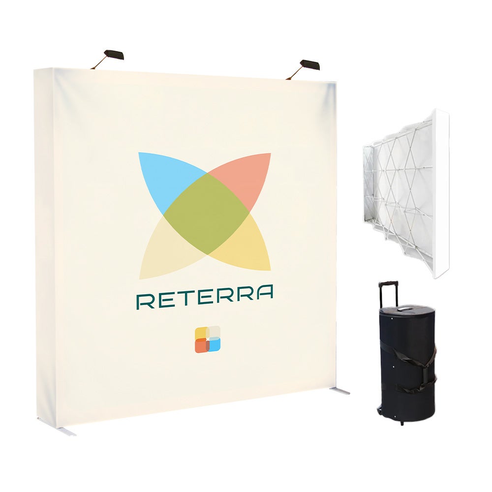 Pop Up vägg Medium - 298x225 cm - med tryckt våd, väska och lampor