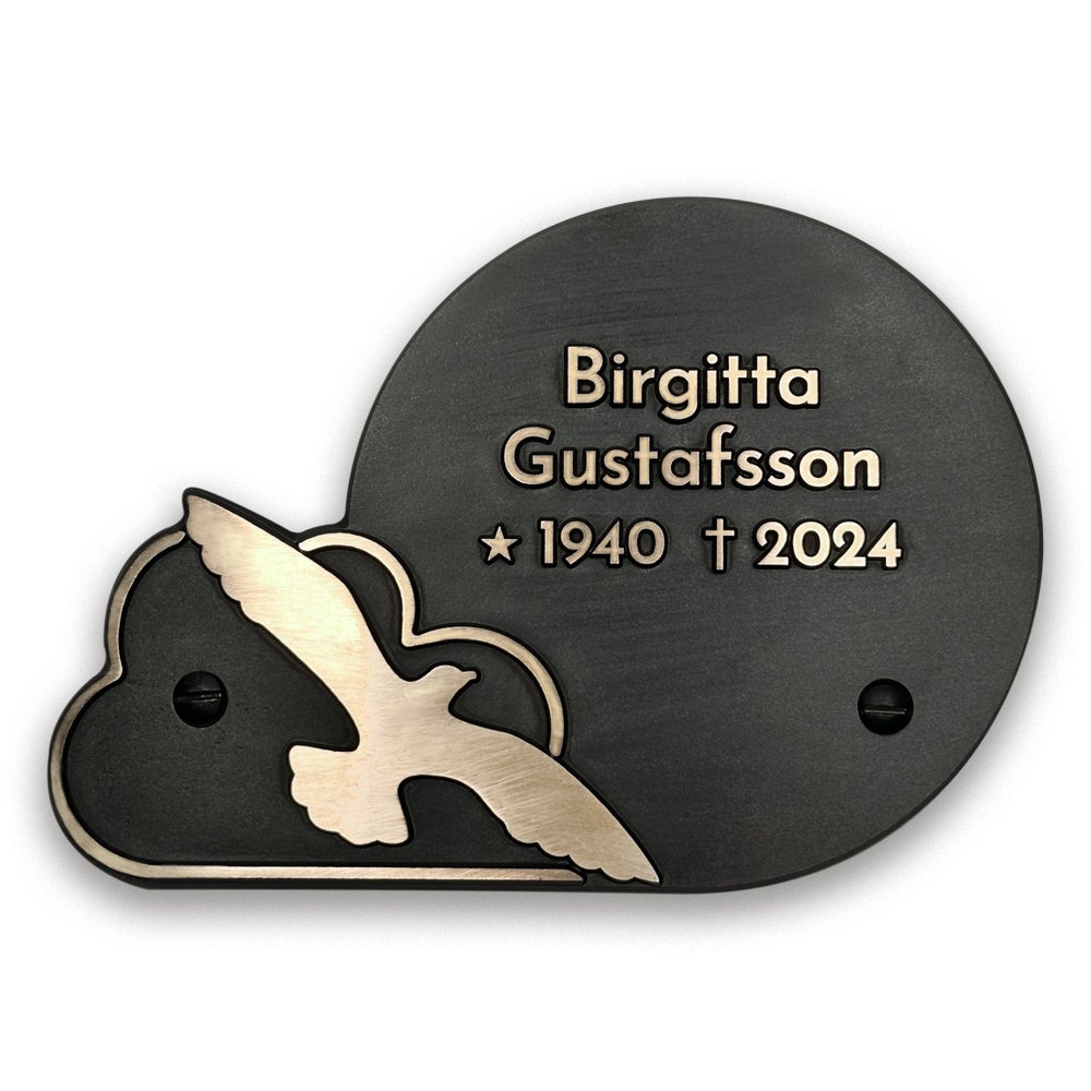 Bronsskylt 145x102 mm – Upphöjd, Fågel