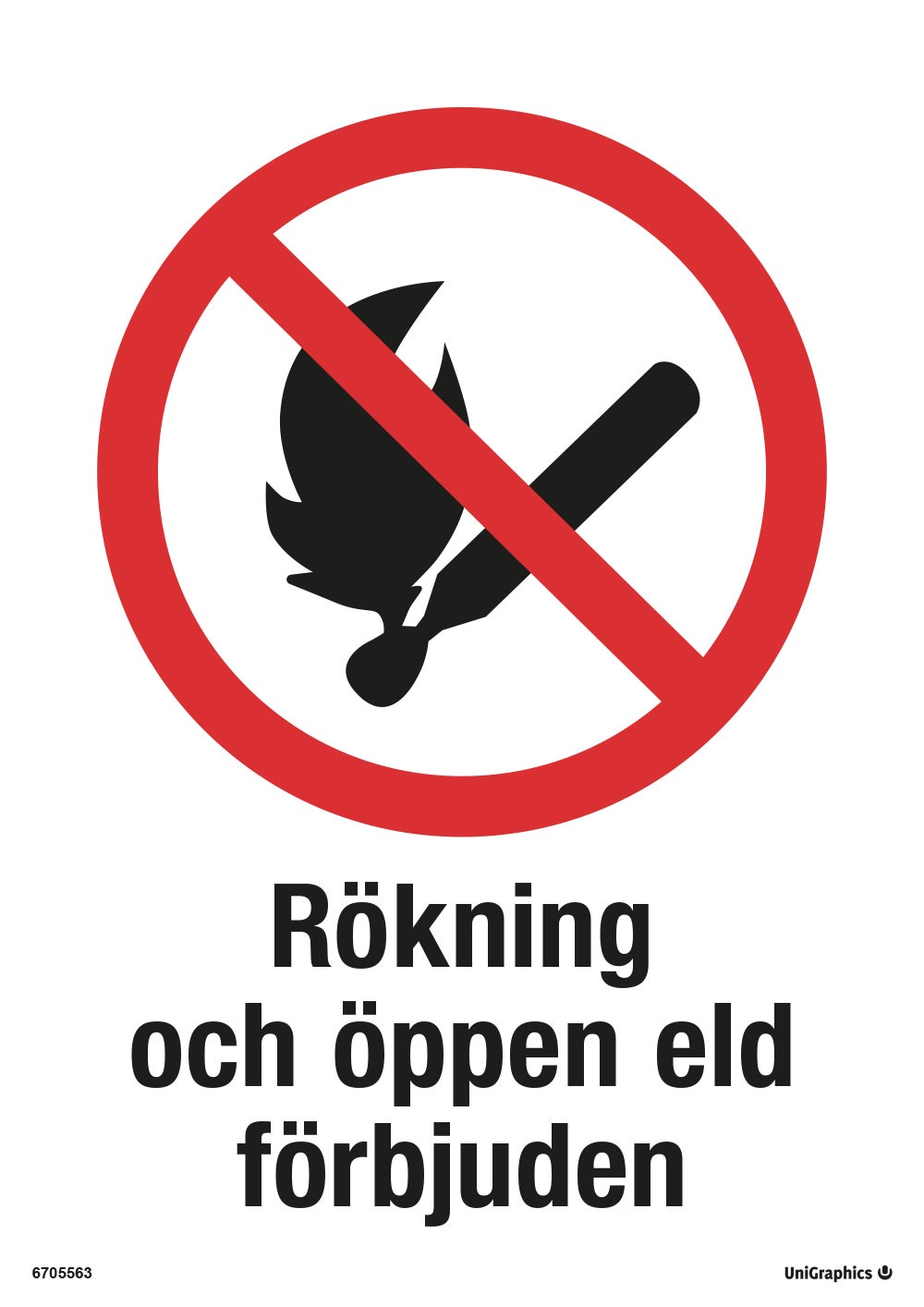 Varningsskylt Rökning och öppen eld förbjuden 297x210 mm – A4 Plast