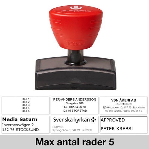 Stämpel 67x23 mm – UniStamp, Röd