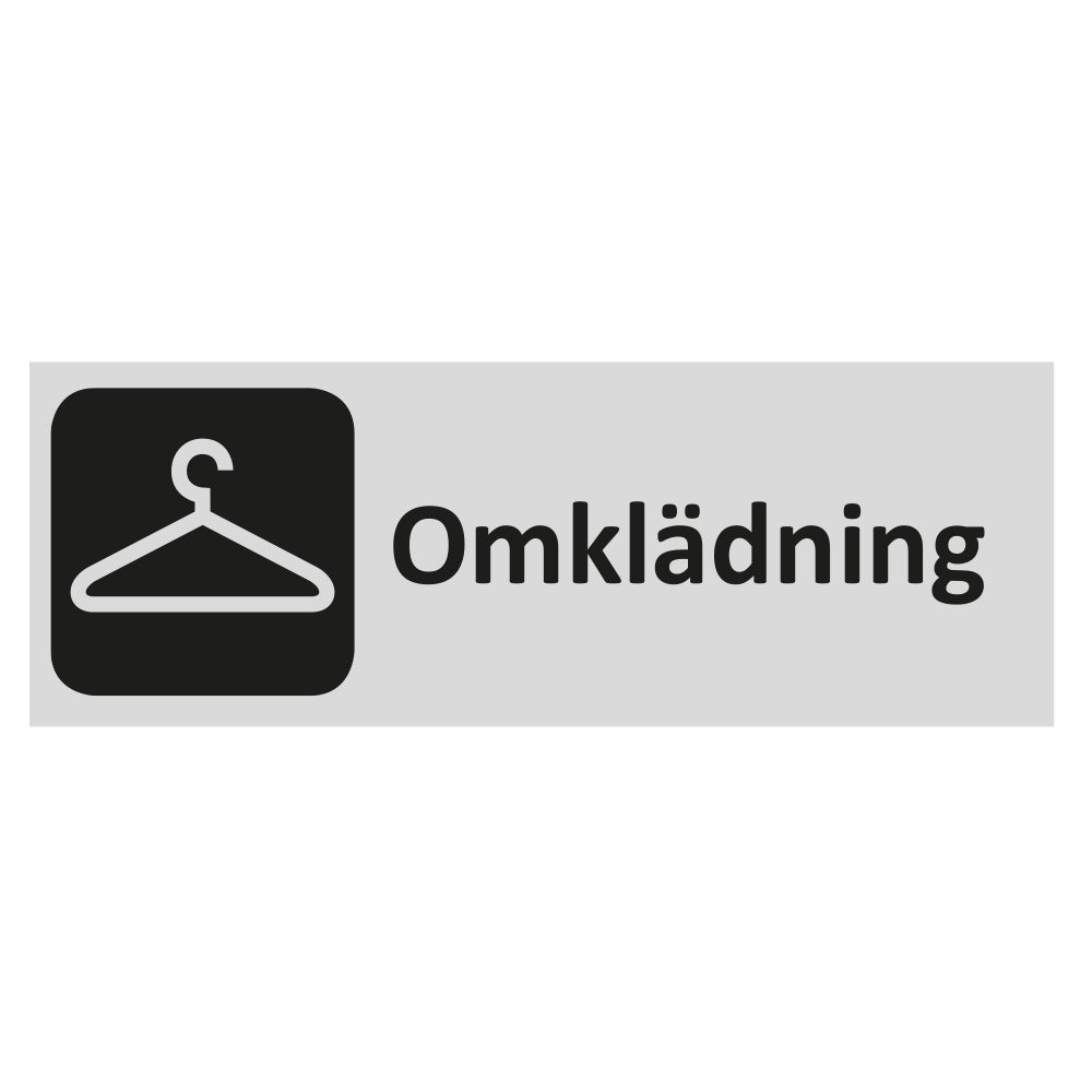 Trivsel- & Ordningsskylt Omklädning 225x80 mm – Aluminium