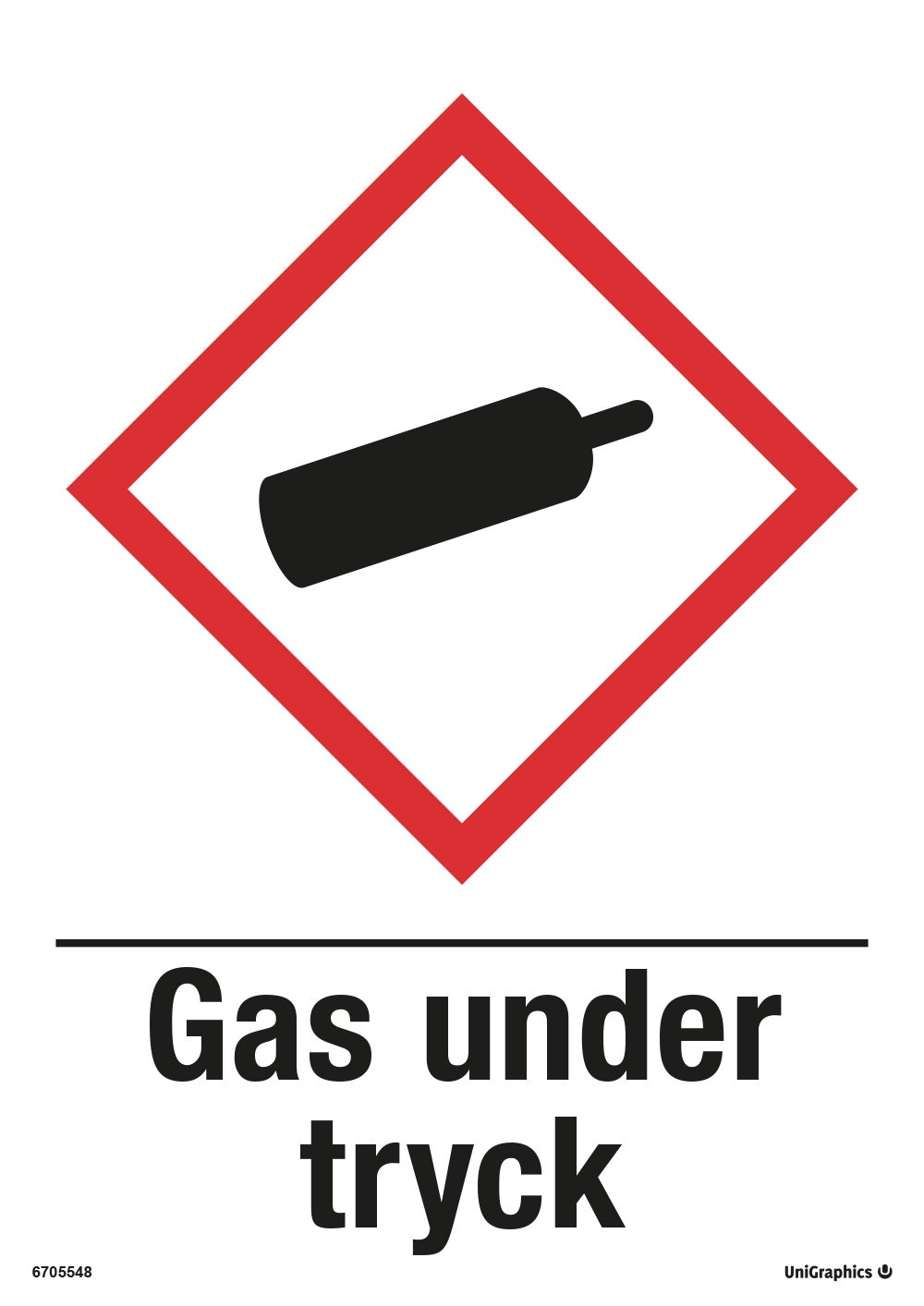 Varningsskylt Gas under tryck 210x297 mm – Plast