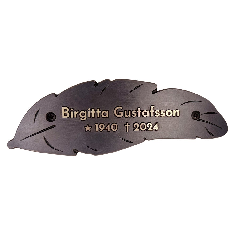 Bronsskylt 185x62 mm – Upphöjd, Fjäder