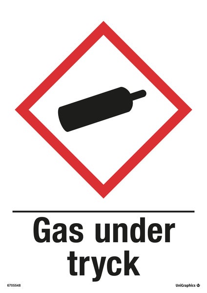 Varningsskylt Gas under tryck 210x297 mm – Plast