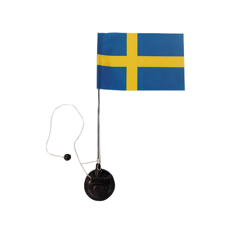 Bilflaggstång 27x18 cm Sv. Flagga m sugkopp
