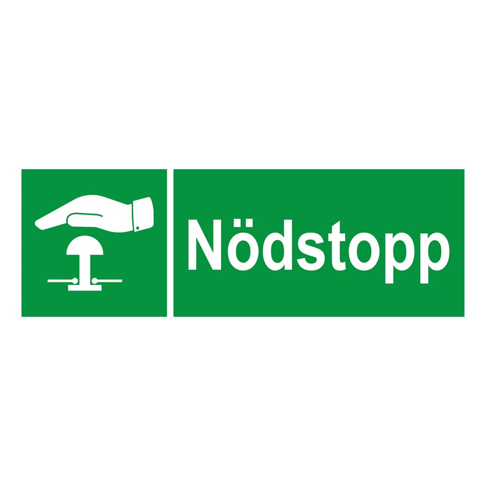 Nödskylt Nödstopp 210x74 mm – Aluminium
