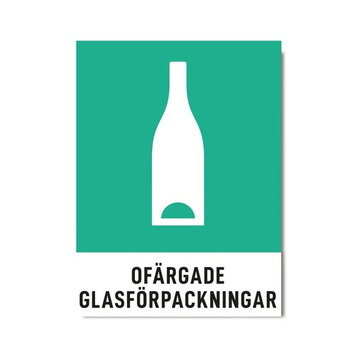 Återvinningsdekal Ofärgade glasförpackningar 140x190 mm – 3st/fp.