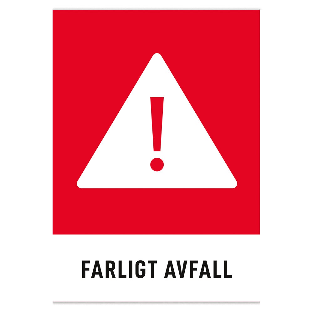 Miljödekal Farligt avfall, 3st/fp 140x190 mm – Dekal