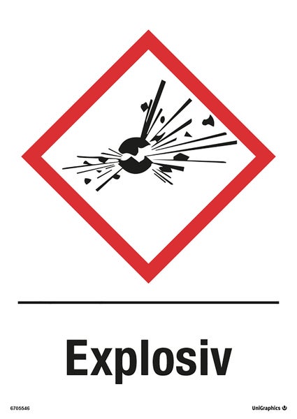 Varningsskylt Explosiv 210x297 mm – Plast
