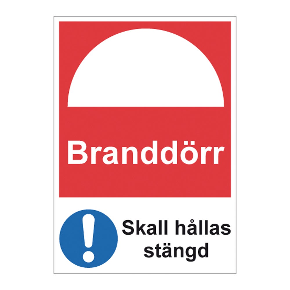 Brandsskylt Branddörr 100x135 mm – Dekal