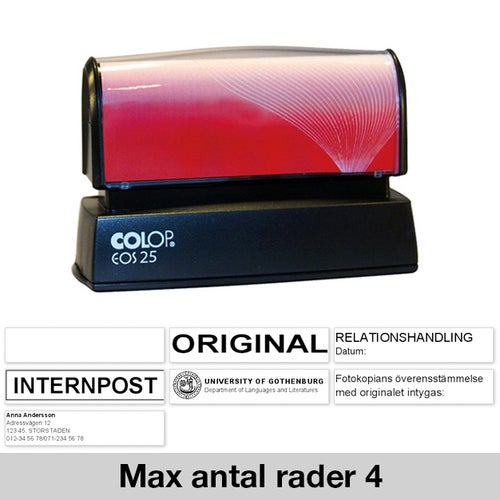 Stämpel 76x15 mm – Colop EOS 25, Svart (Svenskt Arkiv)