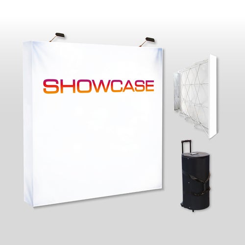 Pop Up vägg Small - 225x225 cm - med tryckt våd, väska och lampor - Svensk produktion