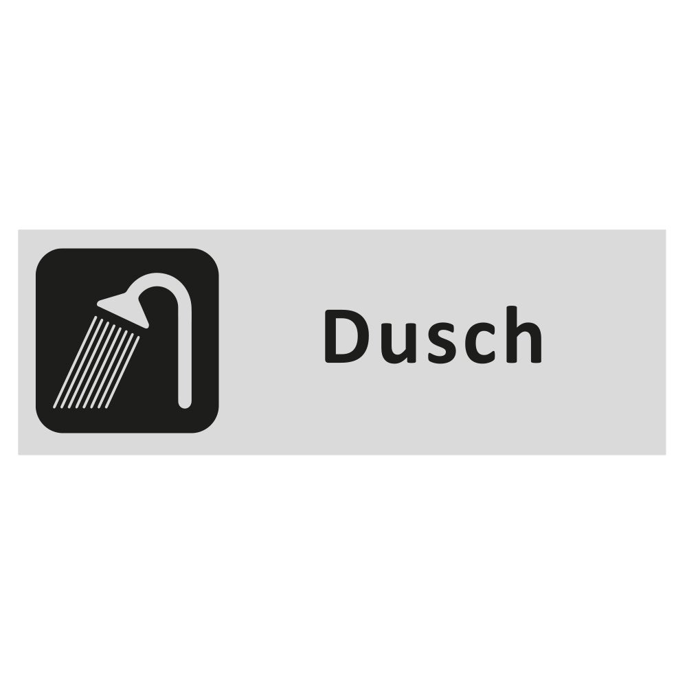 Trivsel- & Ordningsskylt Dusch 225x80 mm – Aluminium