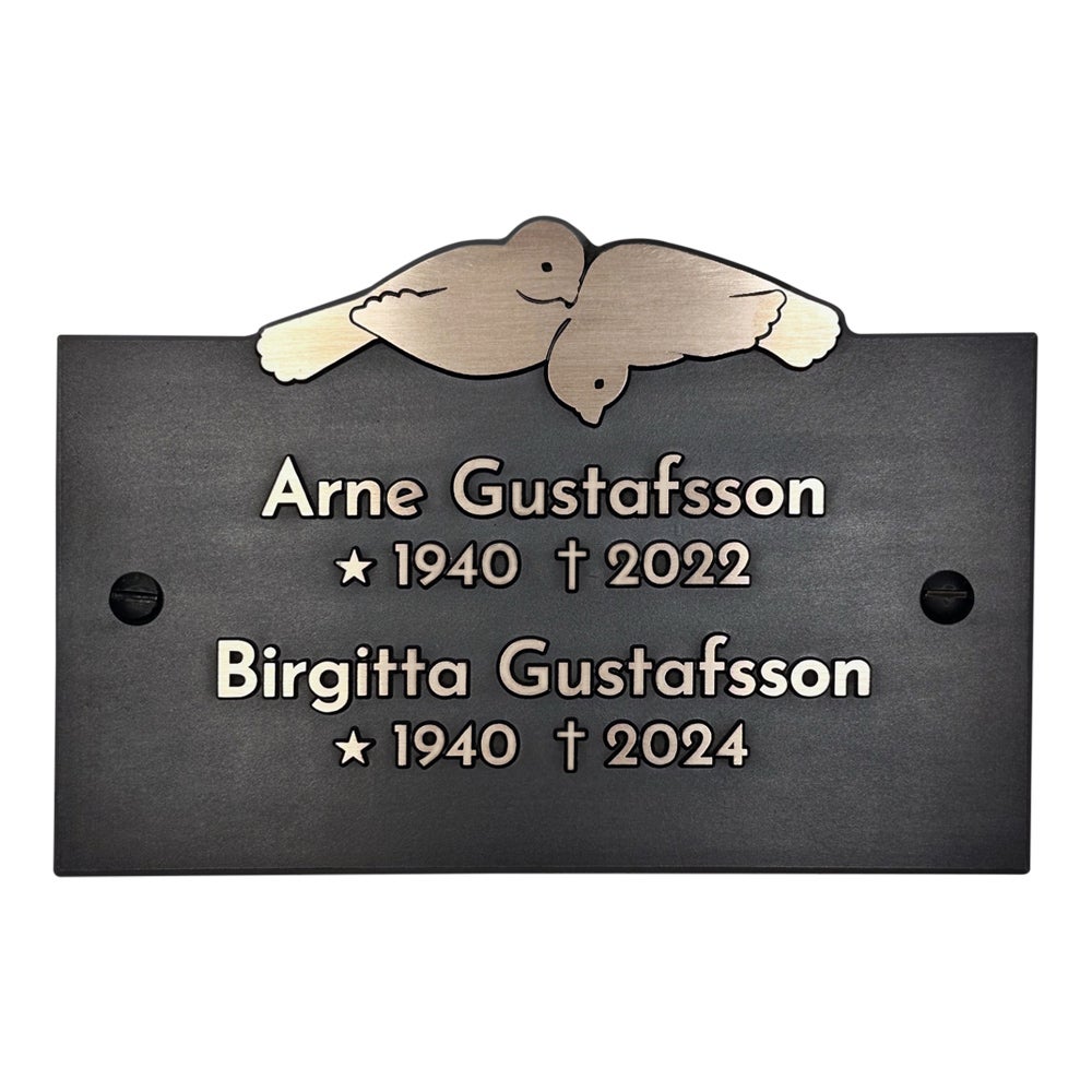 Bronsskylt 145x98 mm – Upphöjd, Duvor