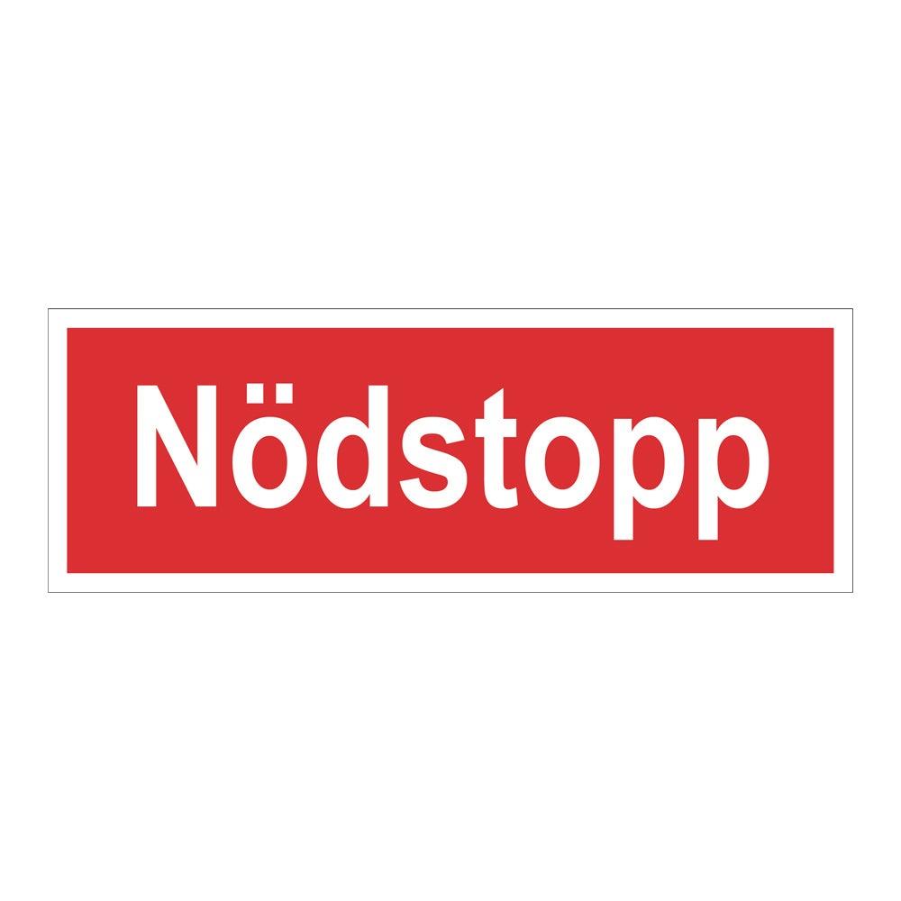 Nödskylt Nödstopp 210x74 mm – Aluminium