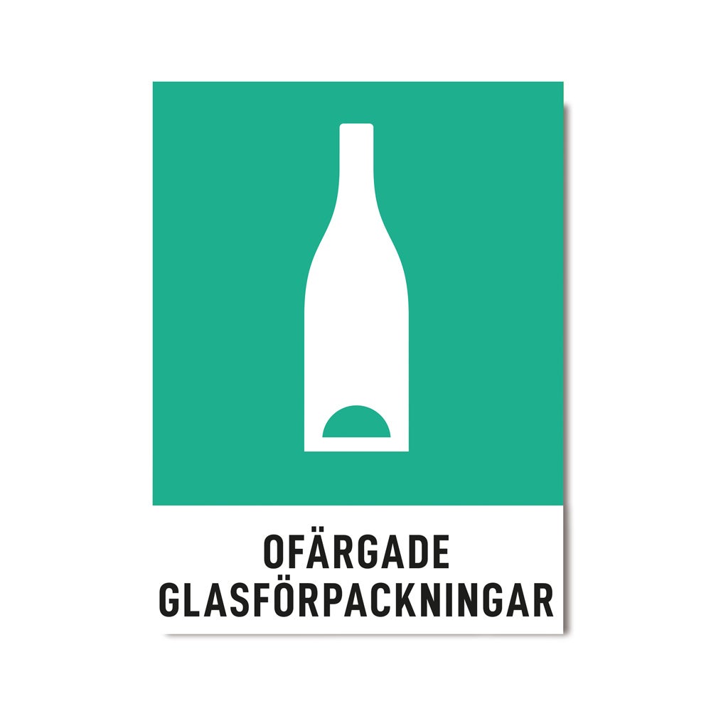 Återvinningsdekal Ofärgade glasförpackningar 140x190 mm – 3st/fp.