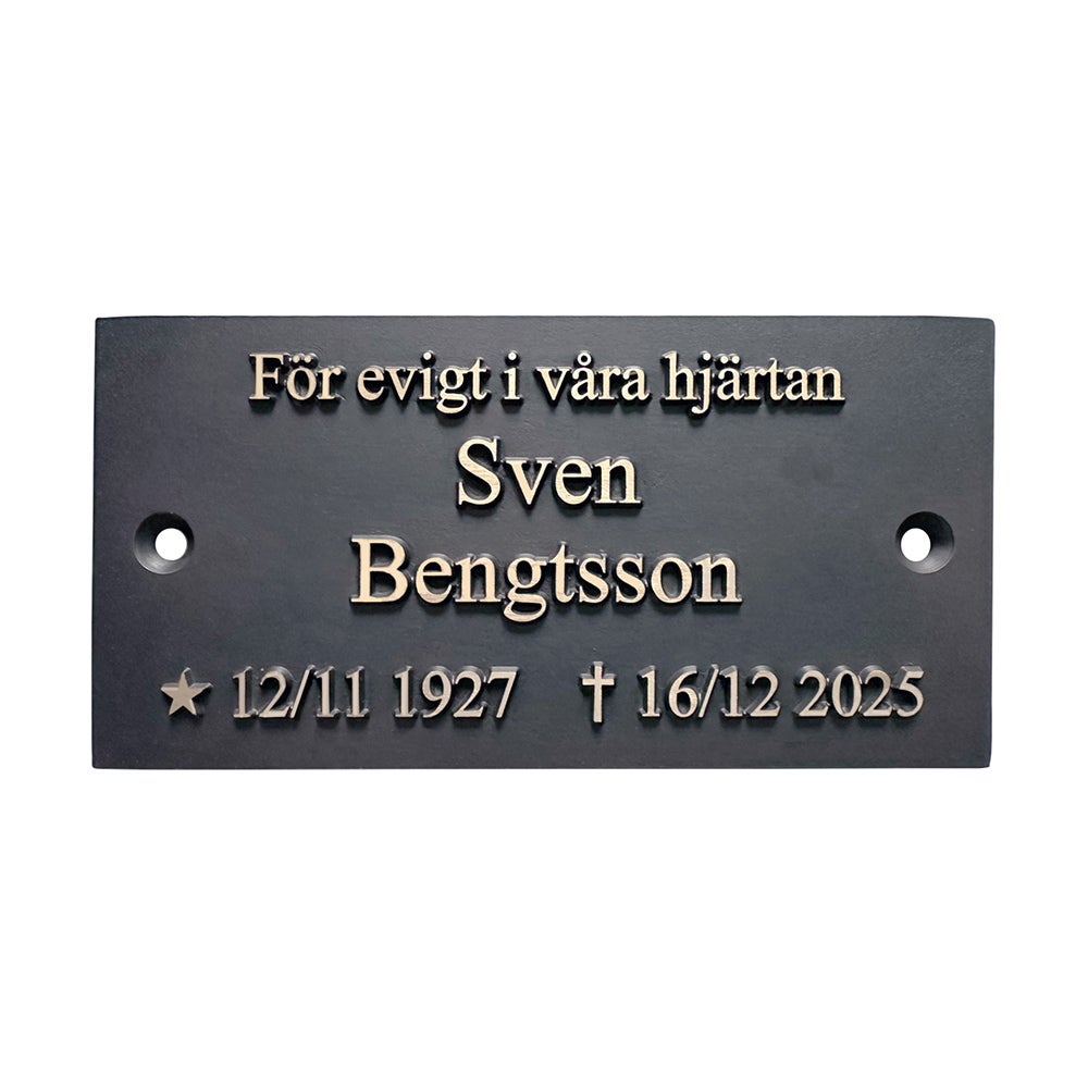 Bronsskylt 120x60 mm – Upphöjd gravyr