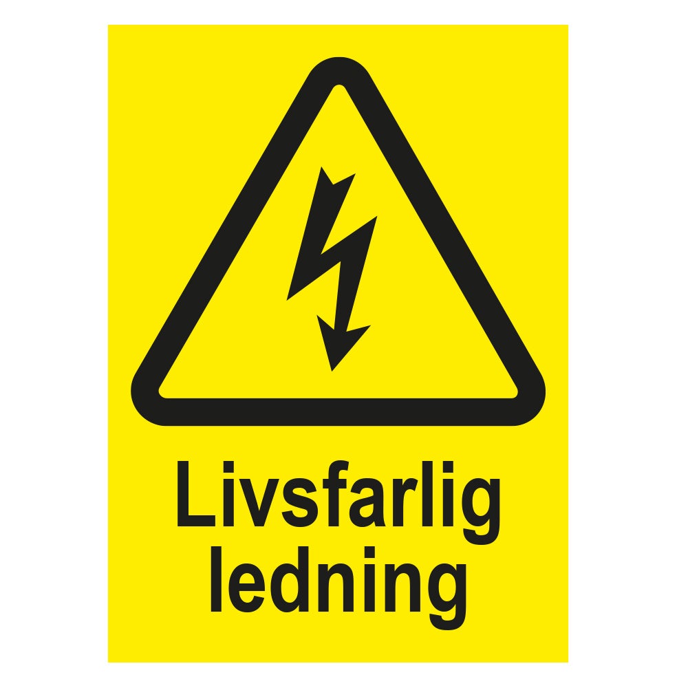 Varningsskylt Livsfarlig ledning 105x148 mm – Plast