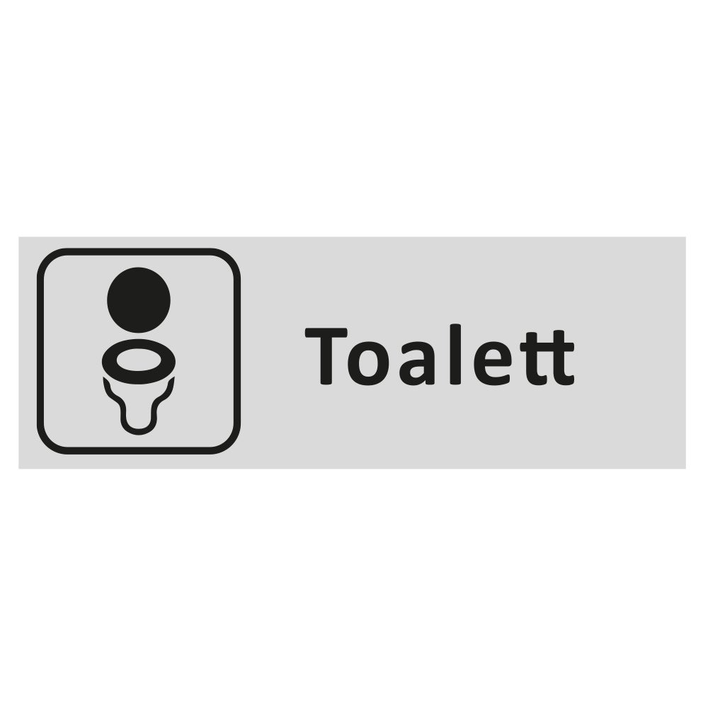 Trivsel- & Ordningsskylt Toalett 225x80 mm – Aluminium