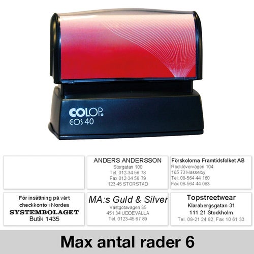 Stämpel 59x23 mm – Colop EOS 40, Svart (Svenskt Arkiv)