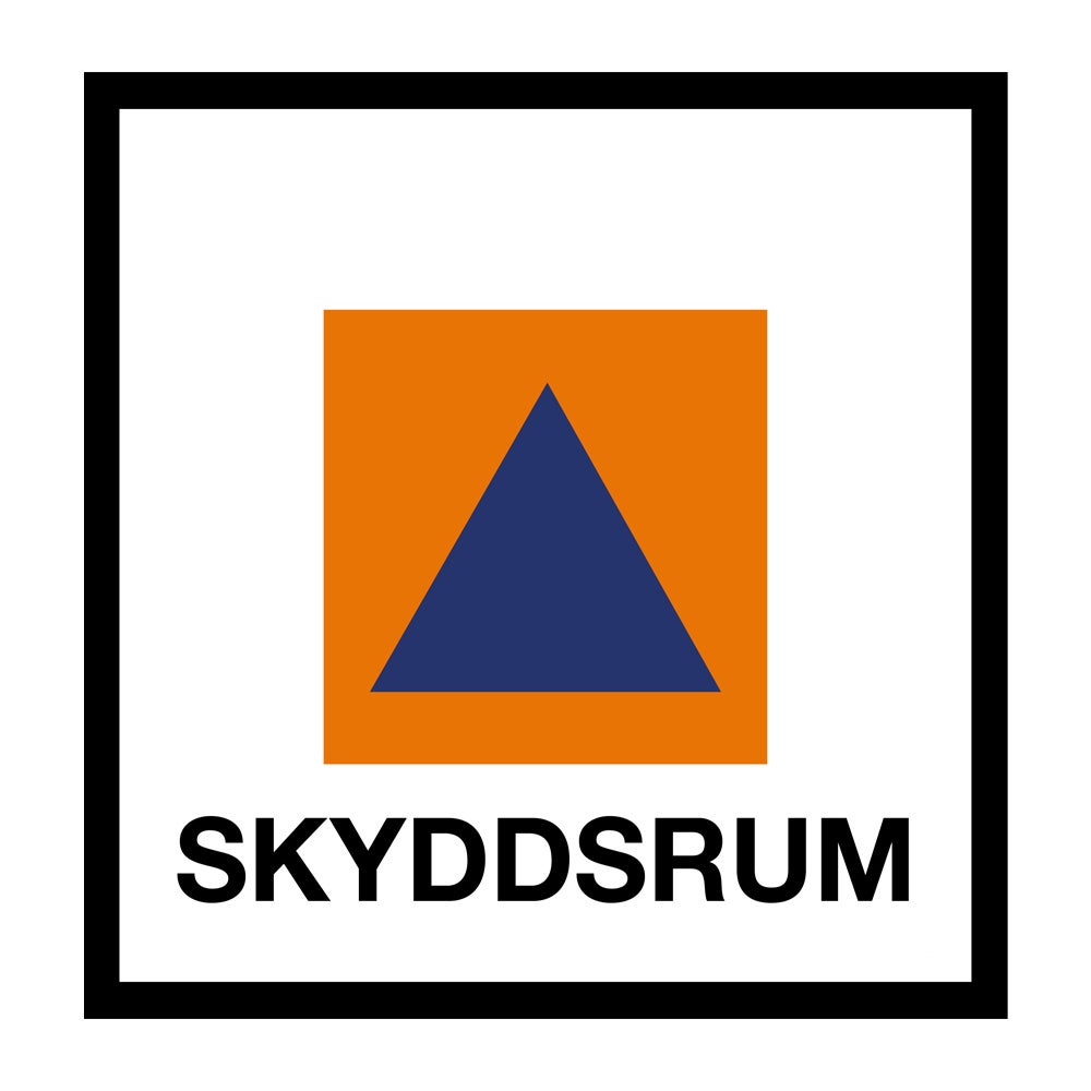Nödskylt Skyddsrum reflekterande 250x250 mm – Aluminium