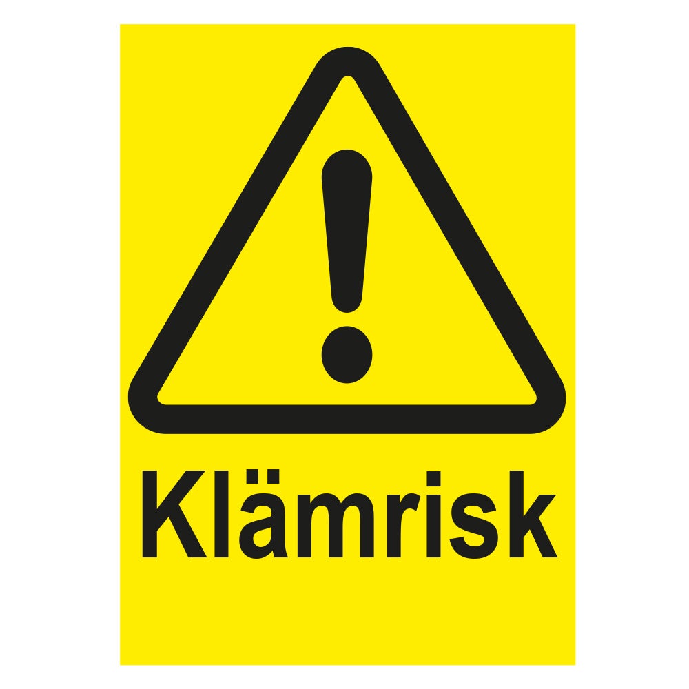 Varningsskylt Dekal Klämrisk 105x148 mm – Dekal