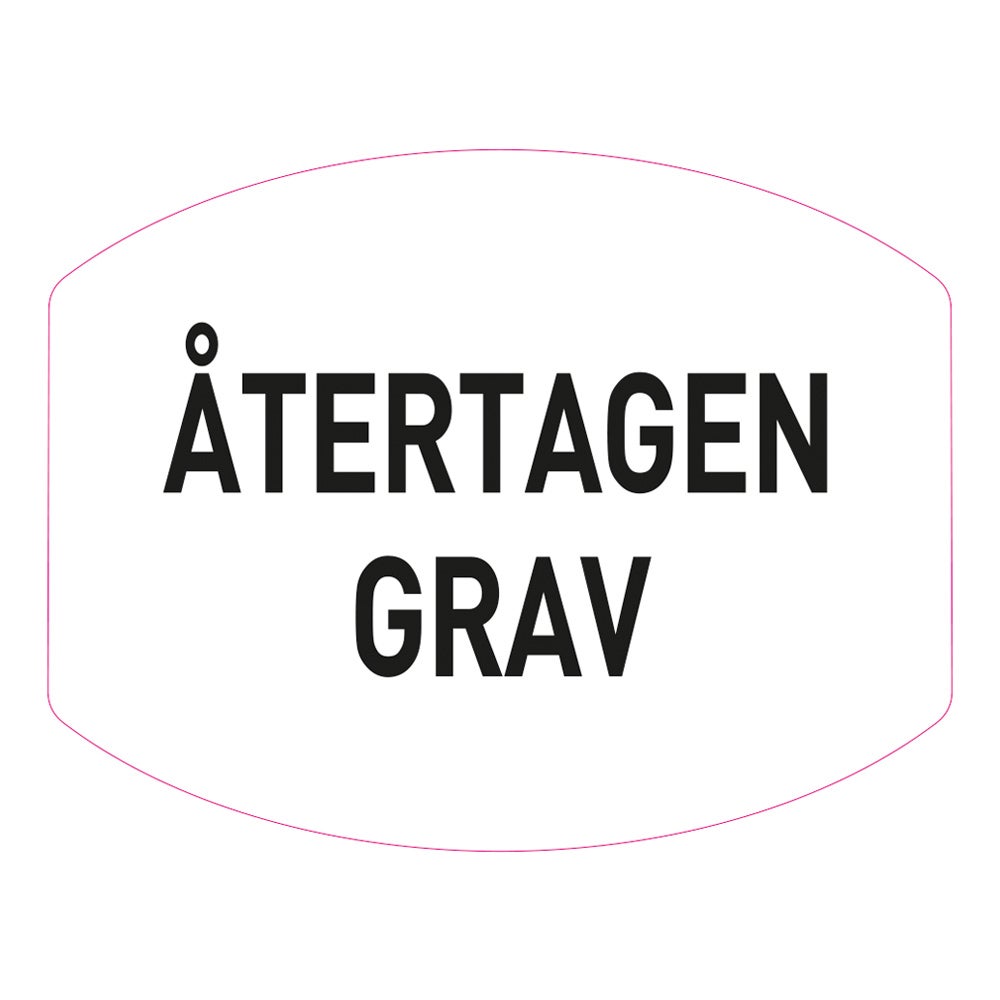 Plastskylt – Classic Variabel "Återtagen grav, Svart/Vit