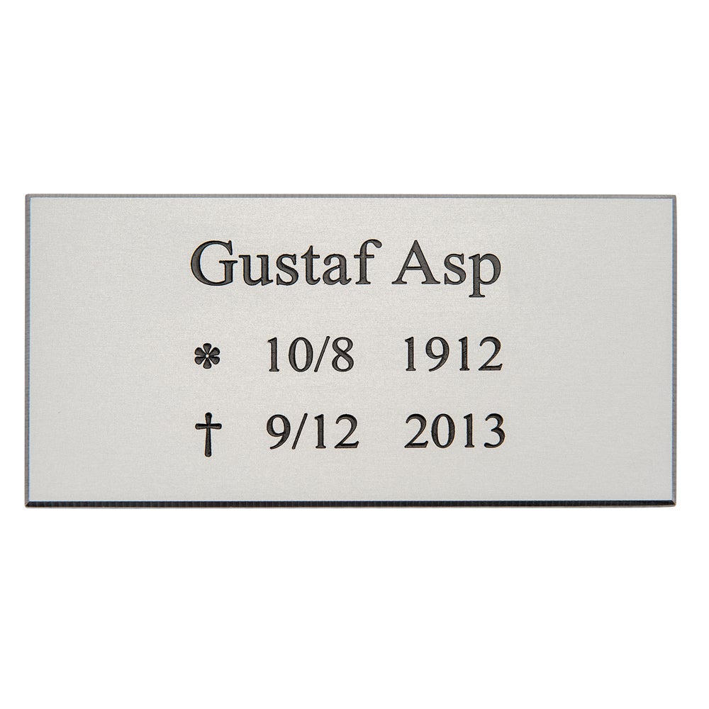 Skylt 140x70 mm – Graverad, Svart