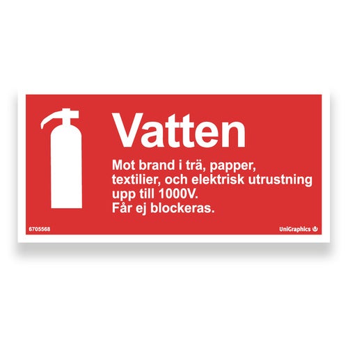 Typskylt Vatten 200x100 mm – Plast