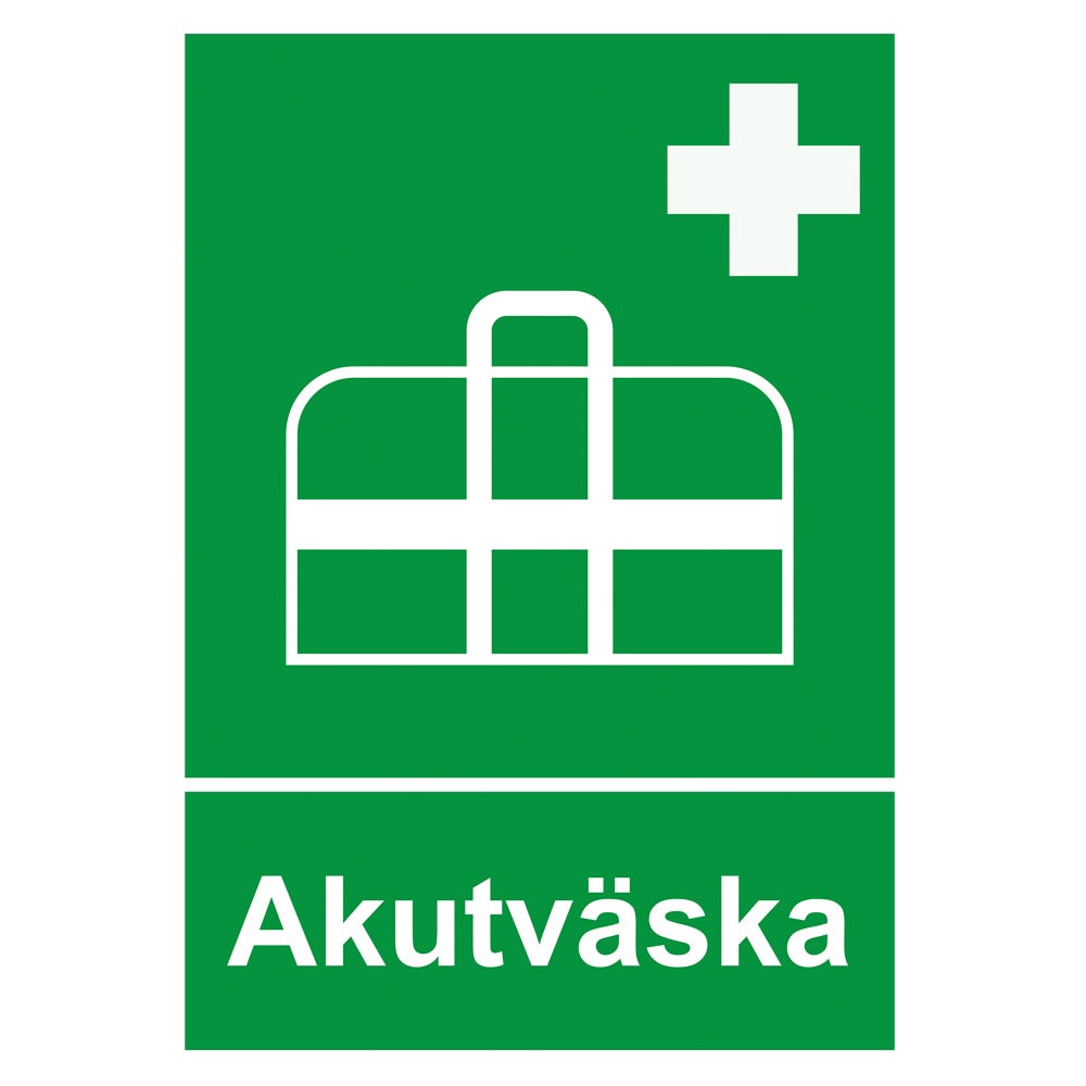Nödskylt Akutväska 210x297 mm – Plast