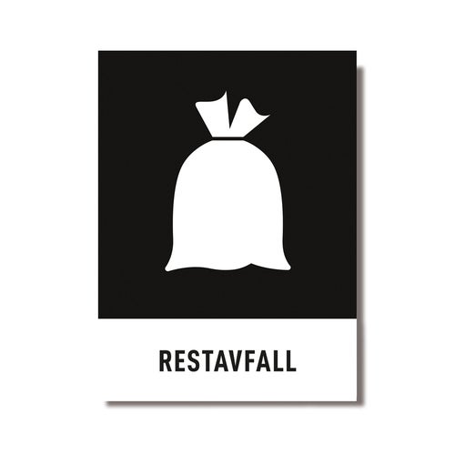 Återvinningsdekal Restavfall 140x190 mm – 3st/fp.