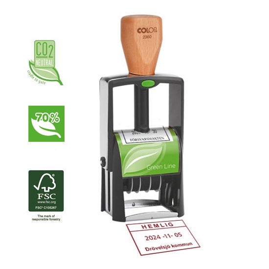 Datumstämpel 45x30 mm – Colop Green Line 2360, Röd