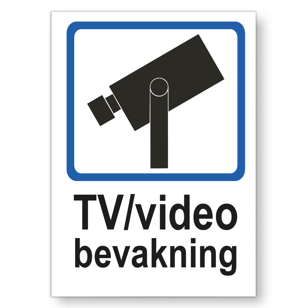 Trivsel- & Ordningsskylt TV/video bevakning 148x210 mm – Dekal