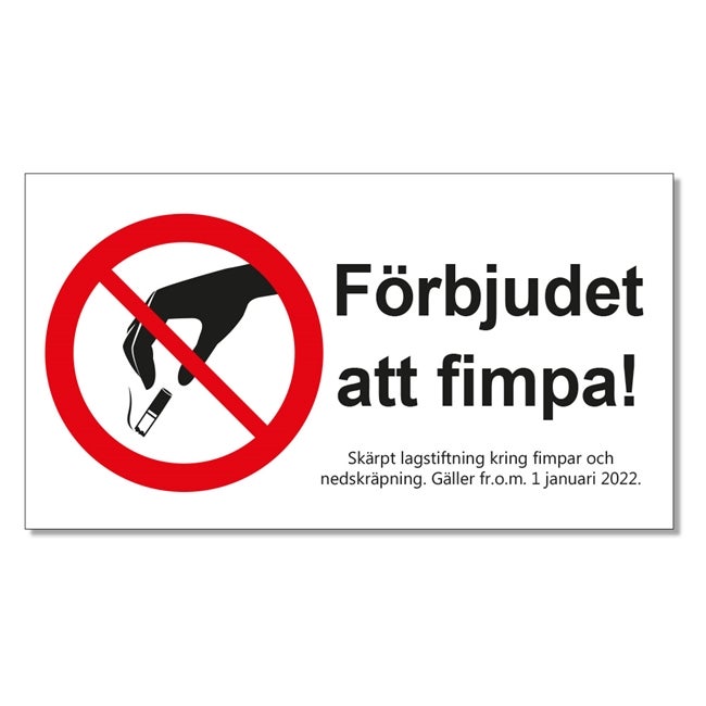 Dekal Förbjudet att fimpa 180x100 mm