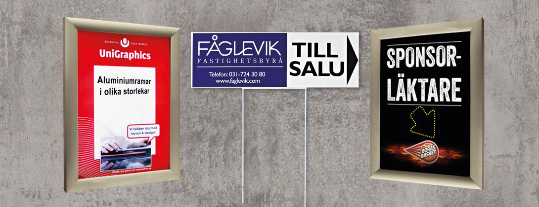 Aluminiumramar - Mäklarskyltar