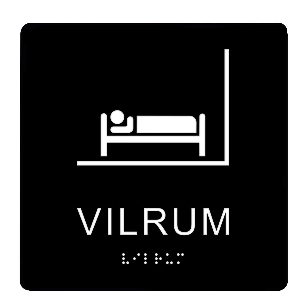Tillgänglighetsskylt Vilrum 150x150 mm – Taktil / Plast