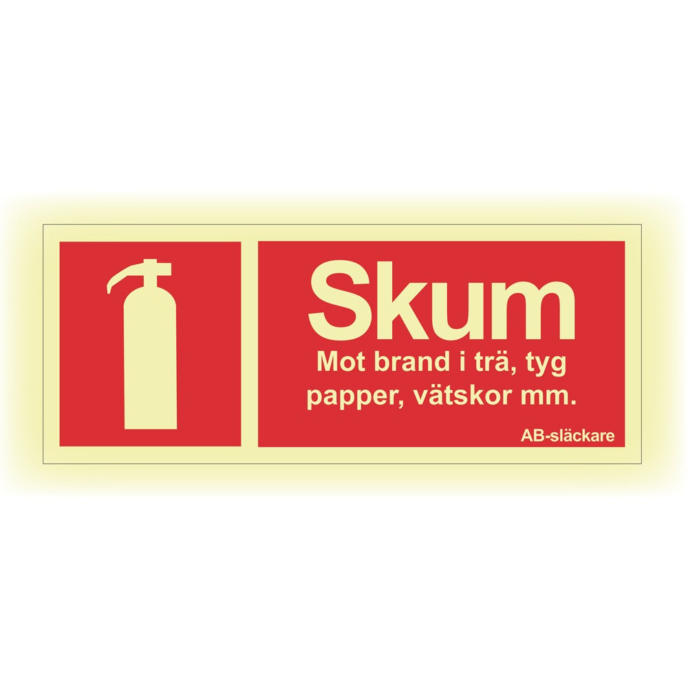 Brandskylt Skumsläckare 250x100 mm – Eft. Aluminium